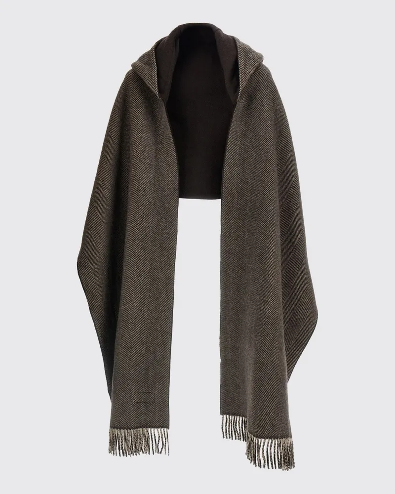 Brunello Cucinelli Kapuzenschal aus 100% Kaschmir mit Chevron-Muster Weiß