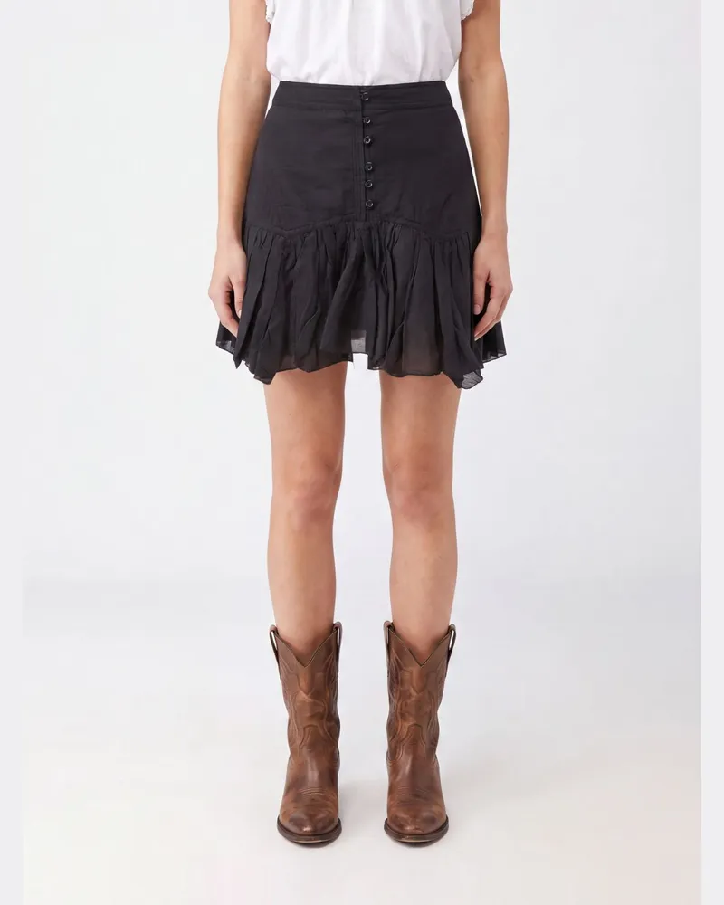 Étoile Isabel Marant Daneen A-Linien-Minirock aus Baumwolle mit hoher Taille Schwarz