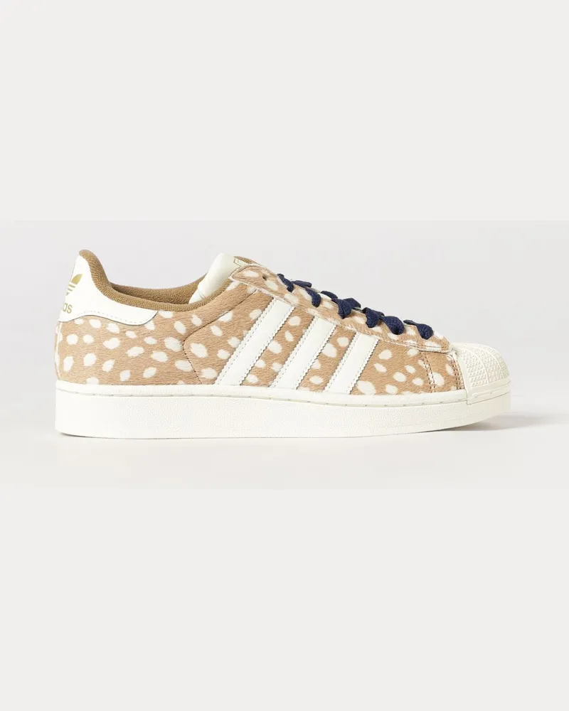 adidas Superstar II Sneakers aus Leder und Ponyfell mit Punktemuster Beige