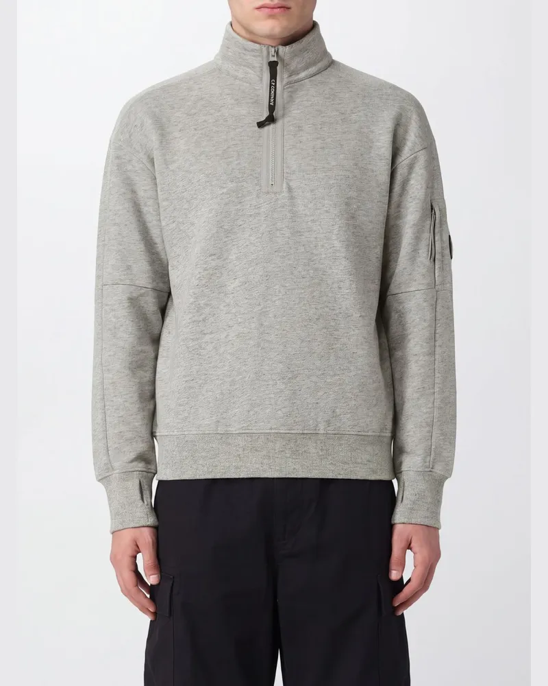 C.P. Company Baumwoll-Sweatshirt mit Stehkragen und halbem Reißverschluss Grau