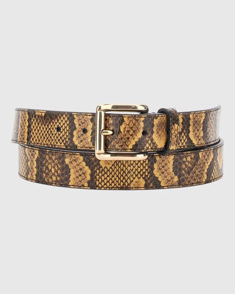 Amiri Ledergürtel mit Python-Print und Dornschließe Braun