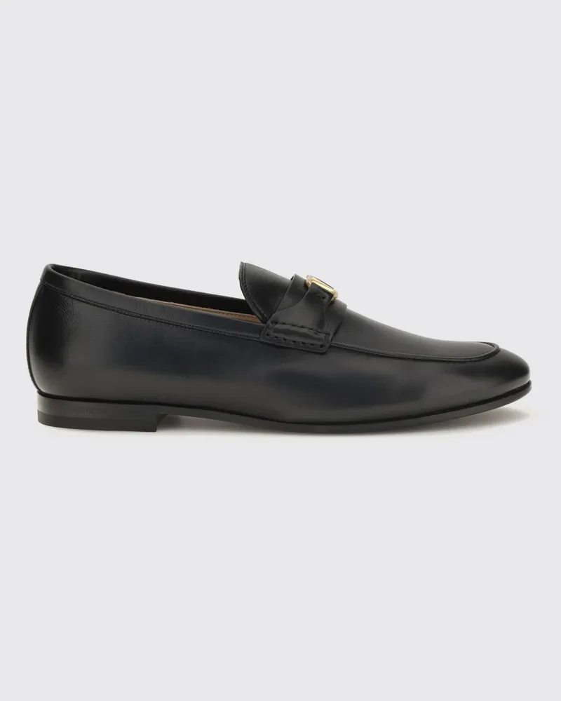 Valentino Garavani VLogo Signature Loafer aus glattem Kalbsleder mit Steg Schwarz