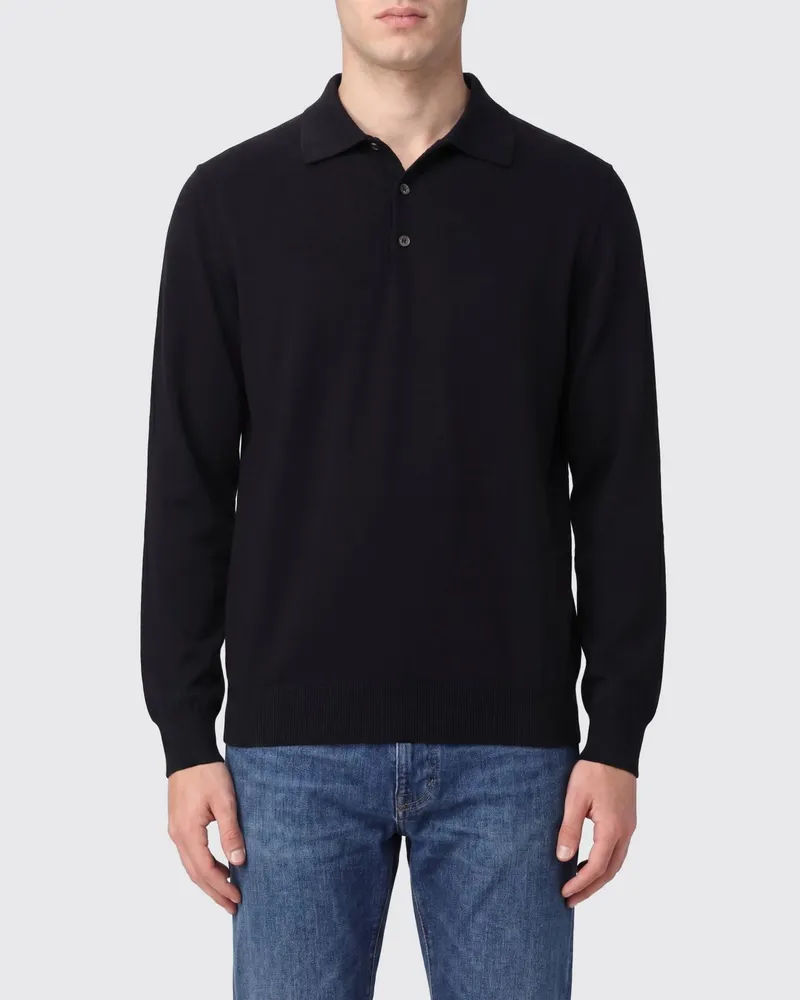 Brunello Cucinelli Polo aus Baumwollstrick Schwarz