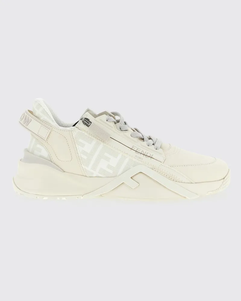 Fendi Flow Sneaker aus Leder und Baumwollmischung mit FF Jacquard-Monogramm Weiß