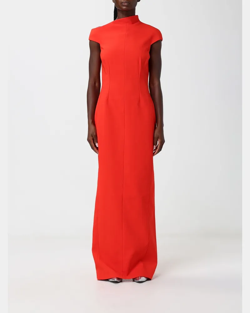 Solace London Langes Etui-Abendkleid aus Crêpe mit asymmetrischem Ausschnitt Rot