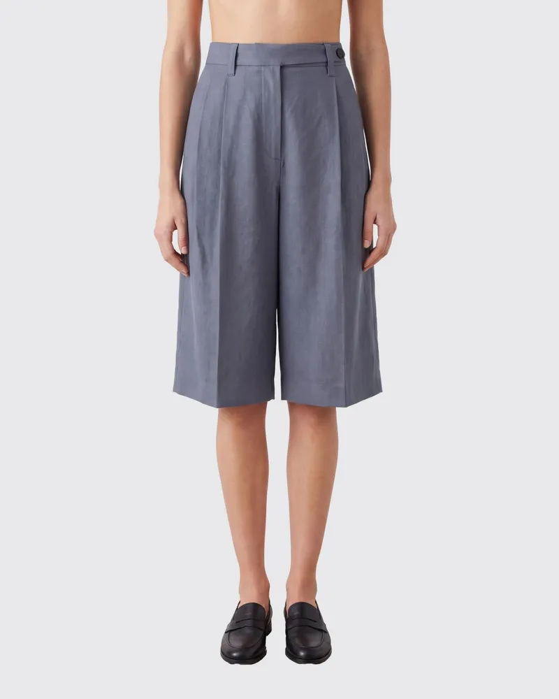 Brunello Cucinelli Maßgeschneiderte Shorts aus Leinenmischung Blau
