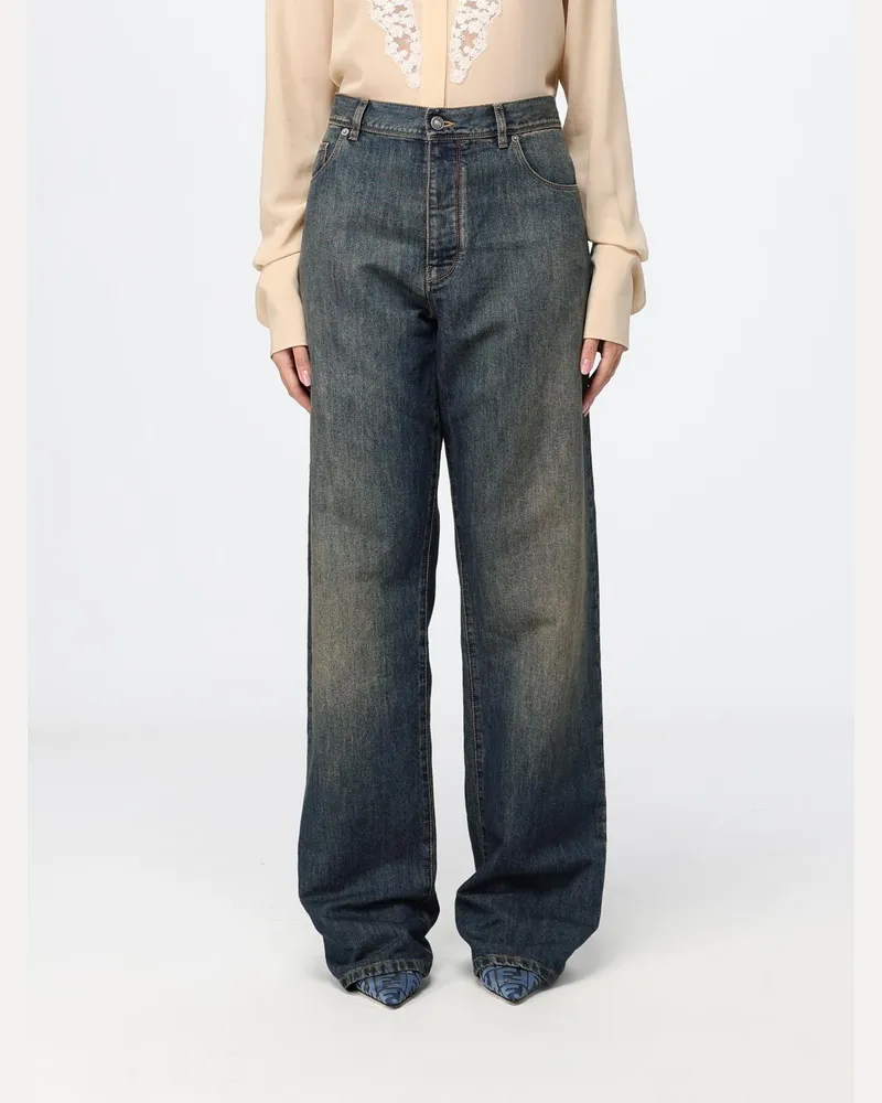 Fendi High-Waist Wide-Leg Jeans von aus Denim in Used-Optik Blau