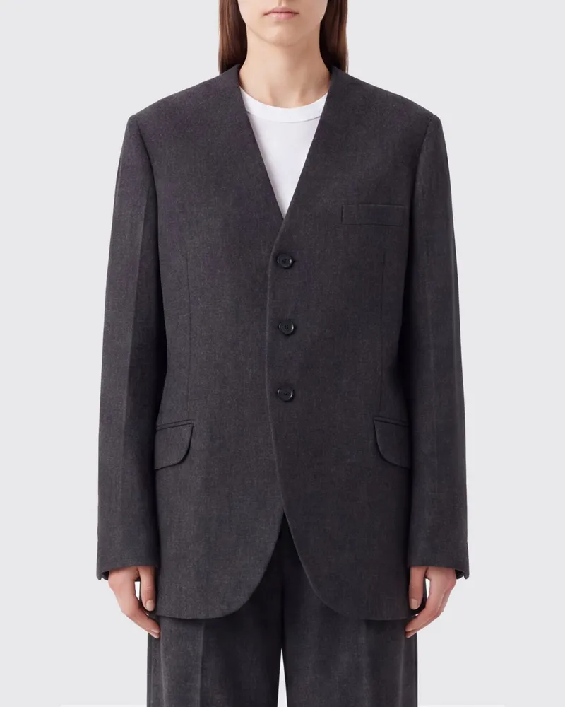 Jil Sander Kurzer Einreiher-Blazer aus Wolle mit drei Knöpfen von Grau