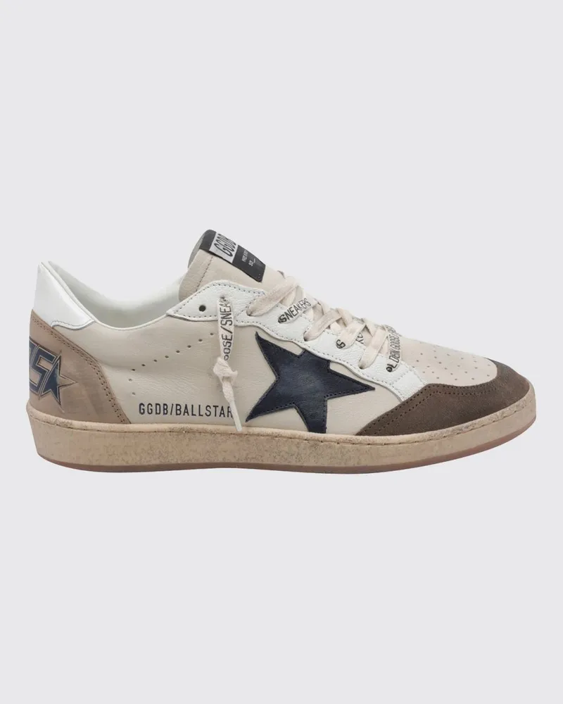 Golden Goose Zweifarbige Ball Star Low-Top-Sneaker aus Leder und Veloursleder Beige