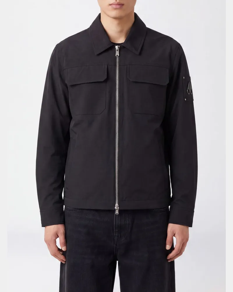 Moose Knuckles Hemdjacke aus technischem Stoff von mit Reißverschluss und Logo Schwarz