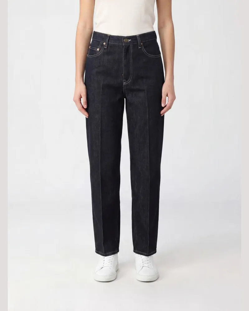Fabiana Filippi High-Waist Straight Jeans aus Baumwolldenim mit Monile Blau