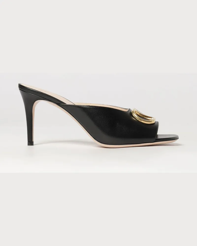 Valentino Garavani VLogo Signature Mules aus Leder mit Stiletto-Absatz Schwarz