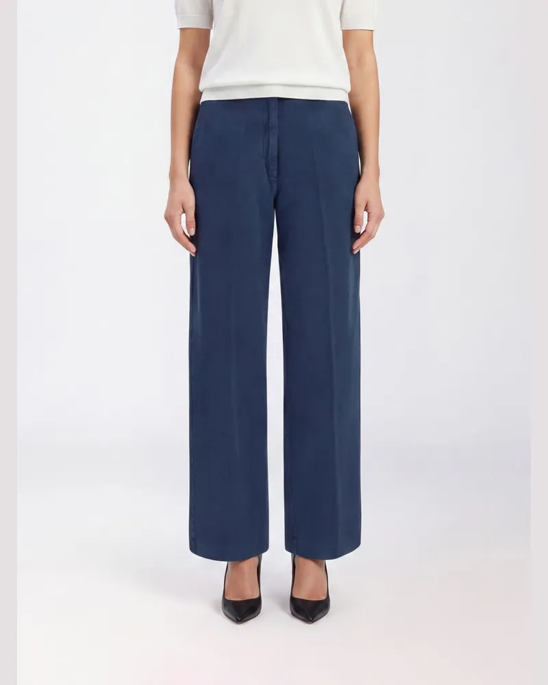 forte_forte Wide-Leg-Hose aus Baumwolle mit mittlerer Leibhöhe Blau