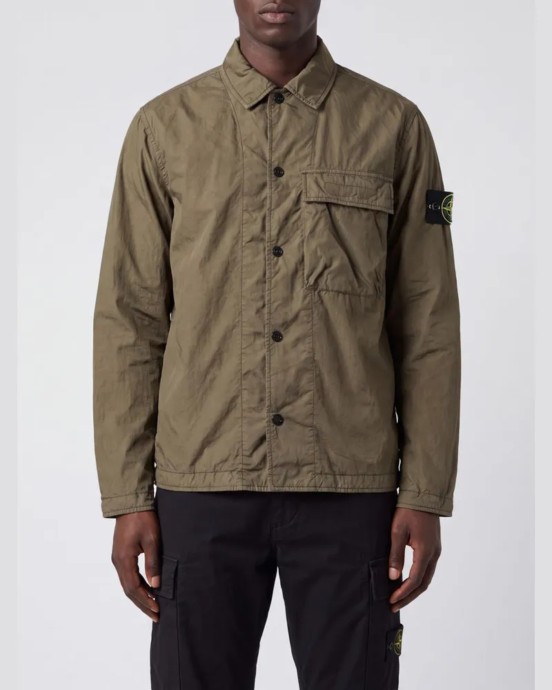 Stone Island Overshirt aus recyceltem Nylon Grün