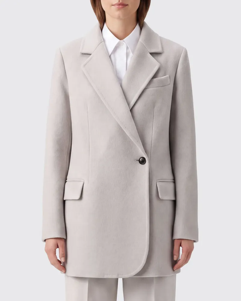 Brunello Cucinelli Kurzer doppelreihiger Blazer von aus reiner Merinowolle mit fallendem Revers Weiß