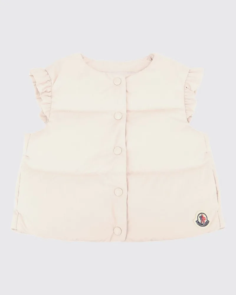 Moncler Gesteppte Nylon-Weste für Mädchen mit Rundhalsausschnitt Pink