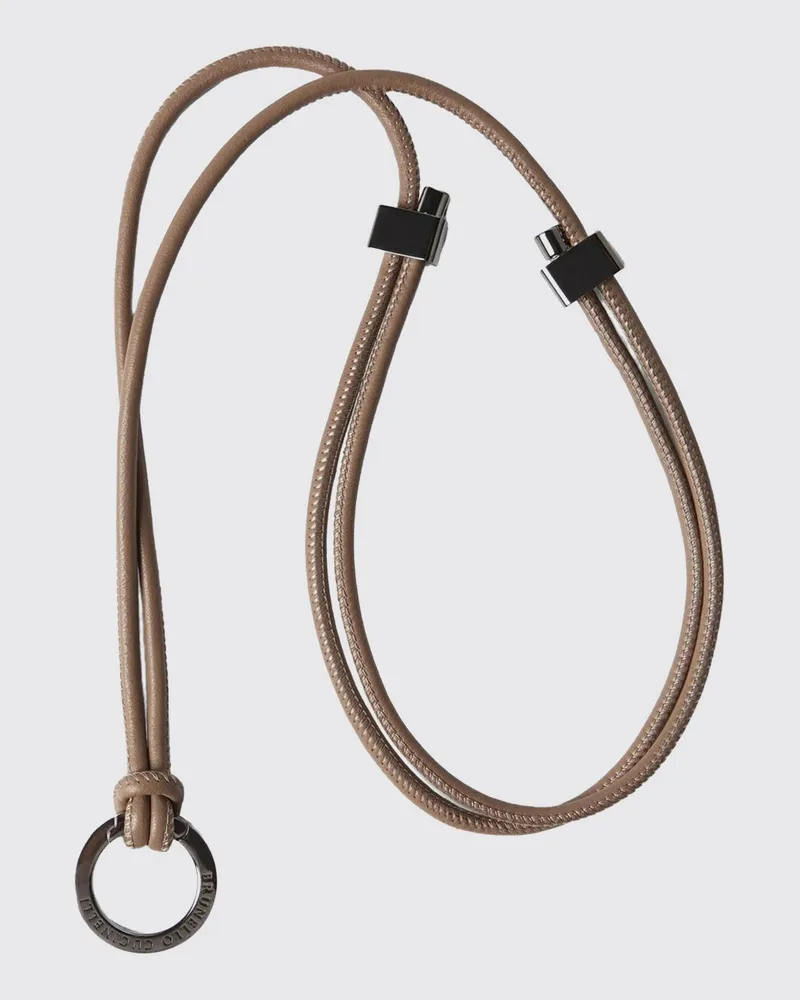 Brunello Cucinelli Brillenetui aus Wolle mit Kordelzug und Metallring Schwarz
