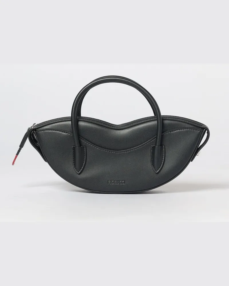 Fiorucci Lips Mini-Tasche aus Lack-Kunstleder mit doppeltem Henkel Schwarz