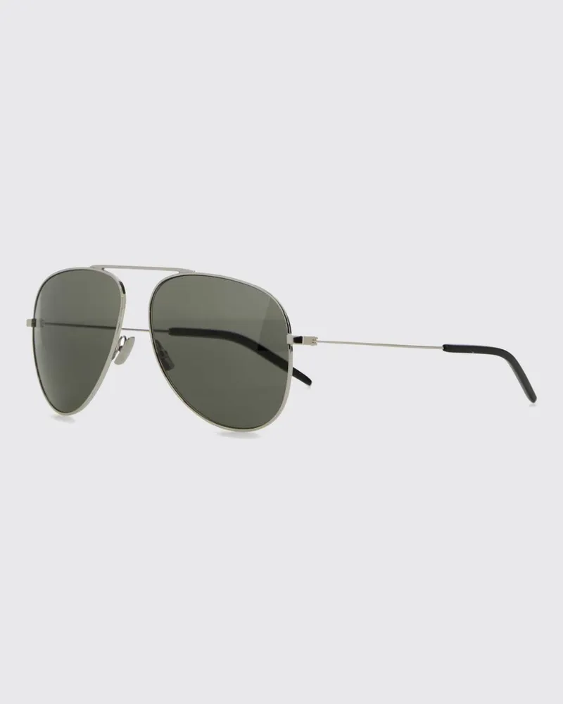 Saint Laurent Aviator-Sonnenbrille aus Metall mit tropfenförmigen Gläsern Silber