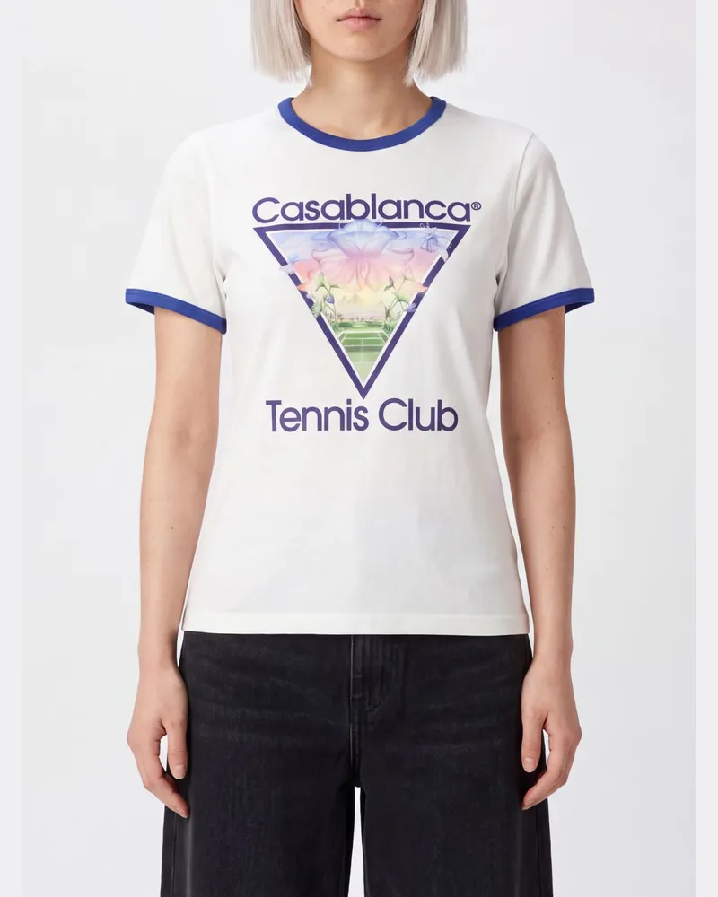 Casablanca Paris Slim-Fit-T-Shirt aus Stretch-Baumwolle mit Grafikdruck Blau