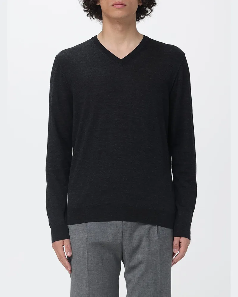 Drumohr  Basic V-Ausschnitt Pullover aus Merinowolle Schwarz