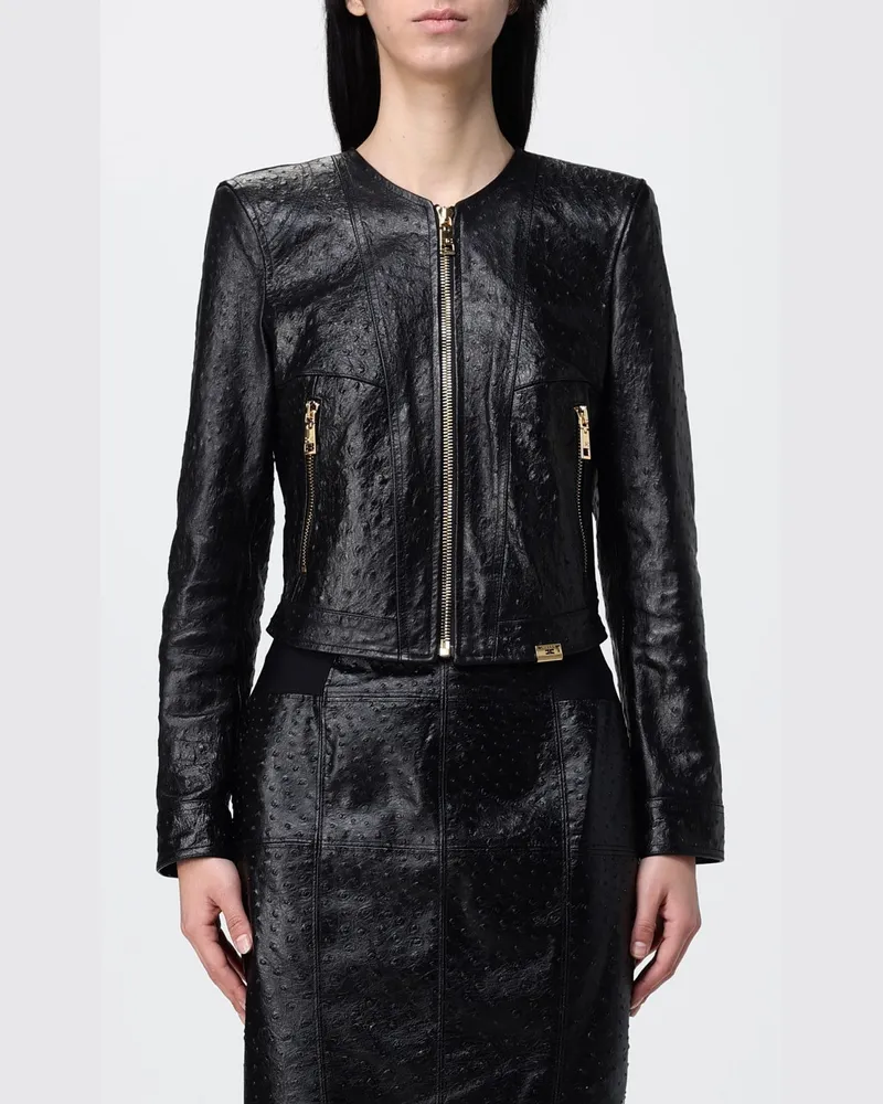 Elisabetta Franchi Lederjacke Schwarz