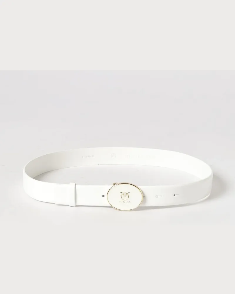 Pinko Gürtel aus Leder Round Enamel Weiß