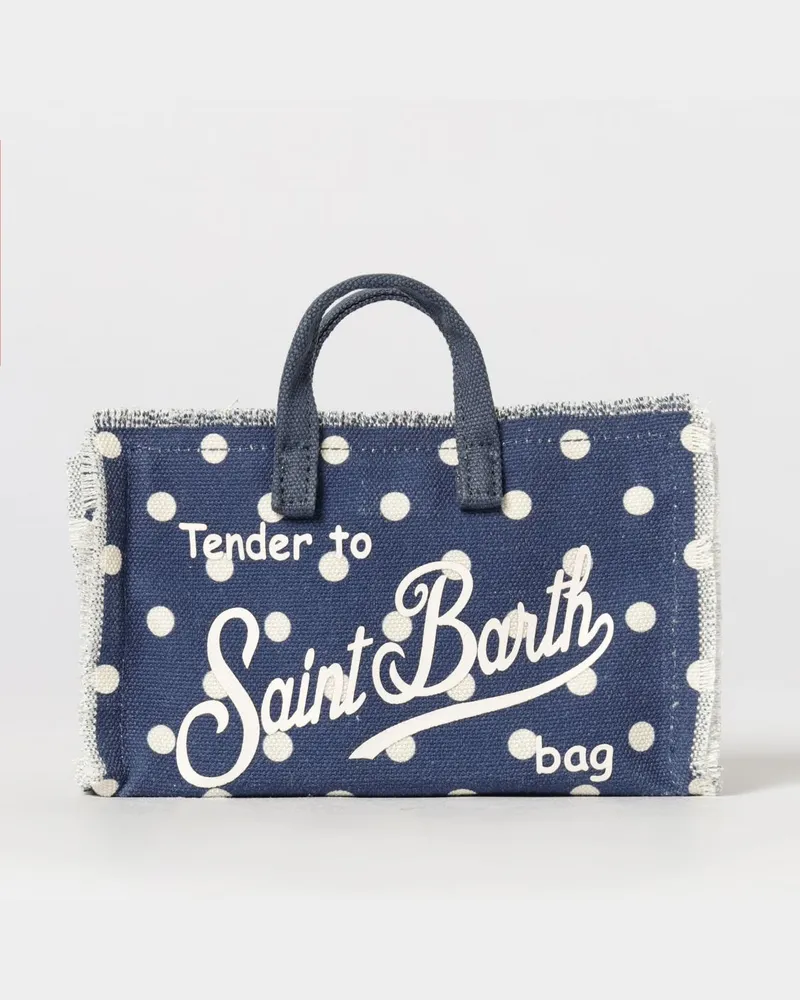 MC2 Saint Barth Gestreifte Baumwoll-Canvas-Tasche Blau