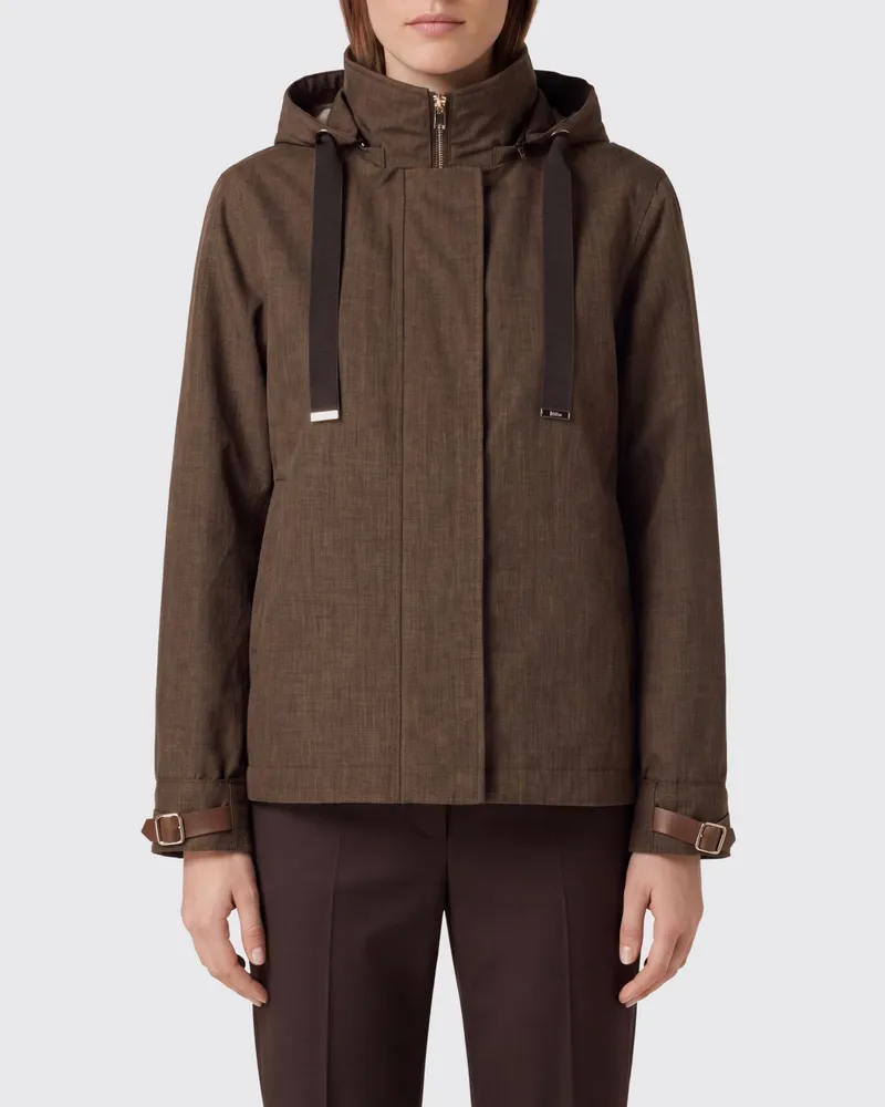 Herno Kurzer Relaxed-Fit-Windbreaker aus Leinen, Wolle und Seide mit Kapuze Leder