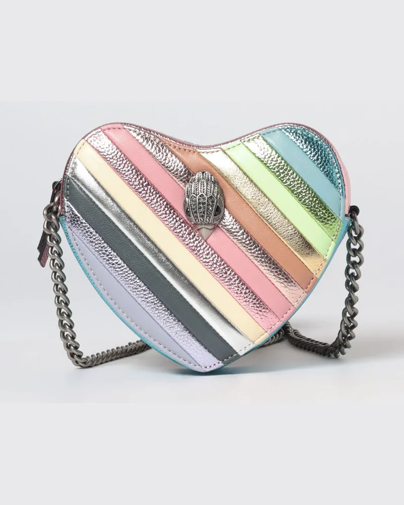 Kurt Geiger Herzförmige Kensington Leder-Minitasche von mit bunten Streifen und Strass Bunt