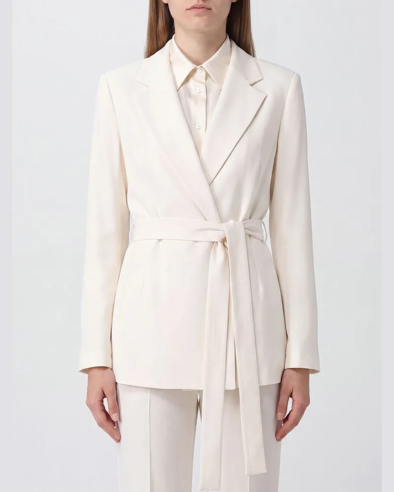 P.A.R.O.S.H. Kurzer Blazer P.A.R.O H. im Robenstil mit Bindegürtel und Revers Weiß