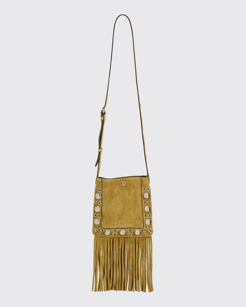 Valentino Garavani Nellcôte Wildledertasche mit Nieten und Fransen Beige