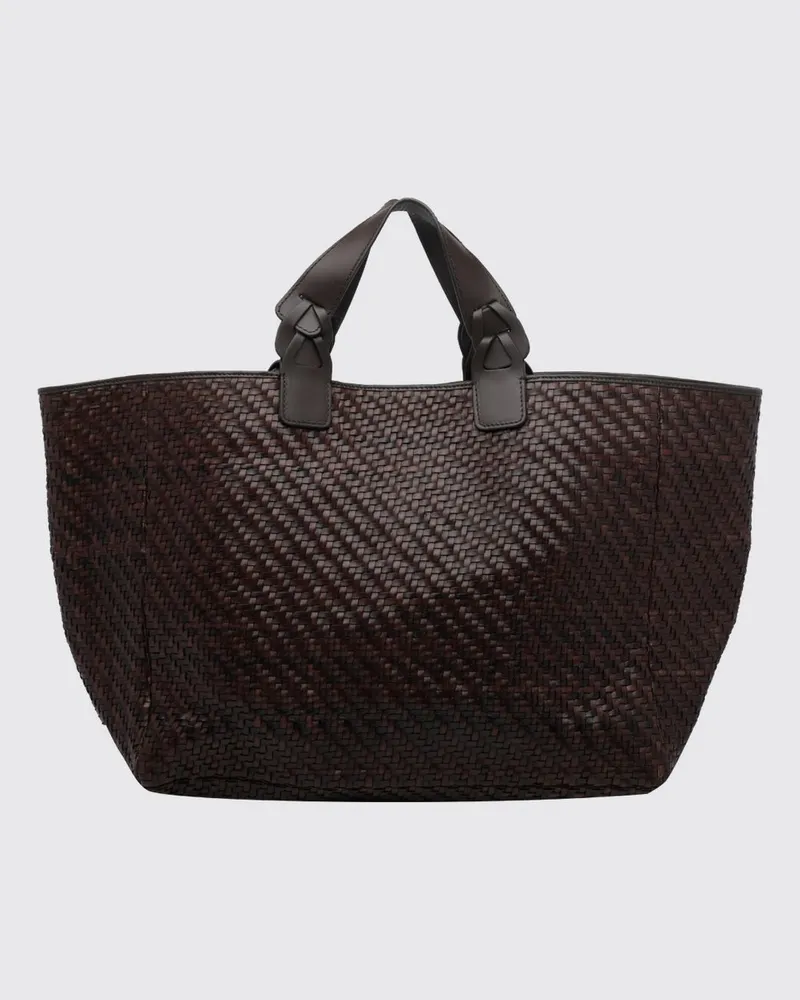 IBELIV Elmio Tote-Bag aus geflochtenem Kalbsleder mit vier Griffen Braun