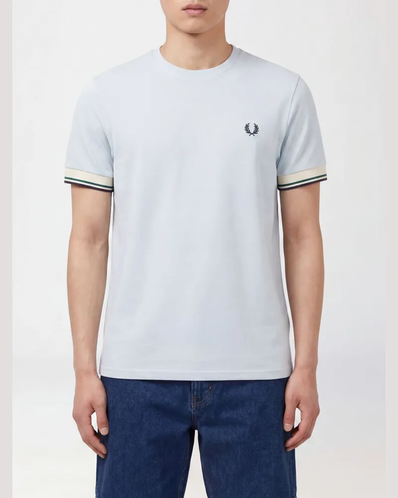 Fred Perry Slim-Fit-T-Shirt aus Baumwolle mit Kontraststreifen und Logo Weiß