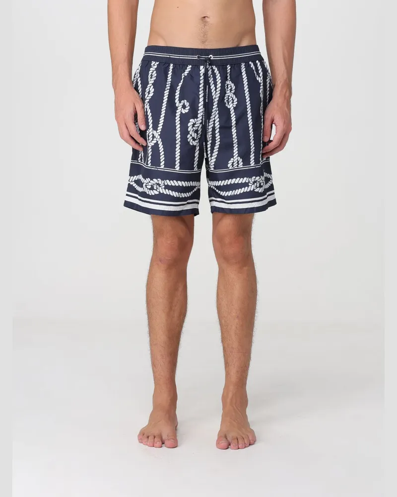 Dolce & Gabbana DOLCE  GABBANA Dolce & Gabbana Badeshorts im Boxer-Stil mit Grafikdruck und Kordelzug Navy