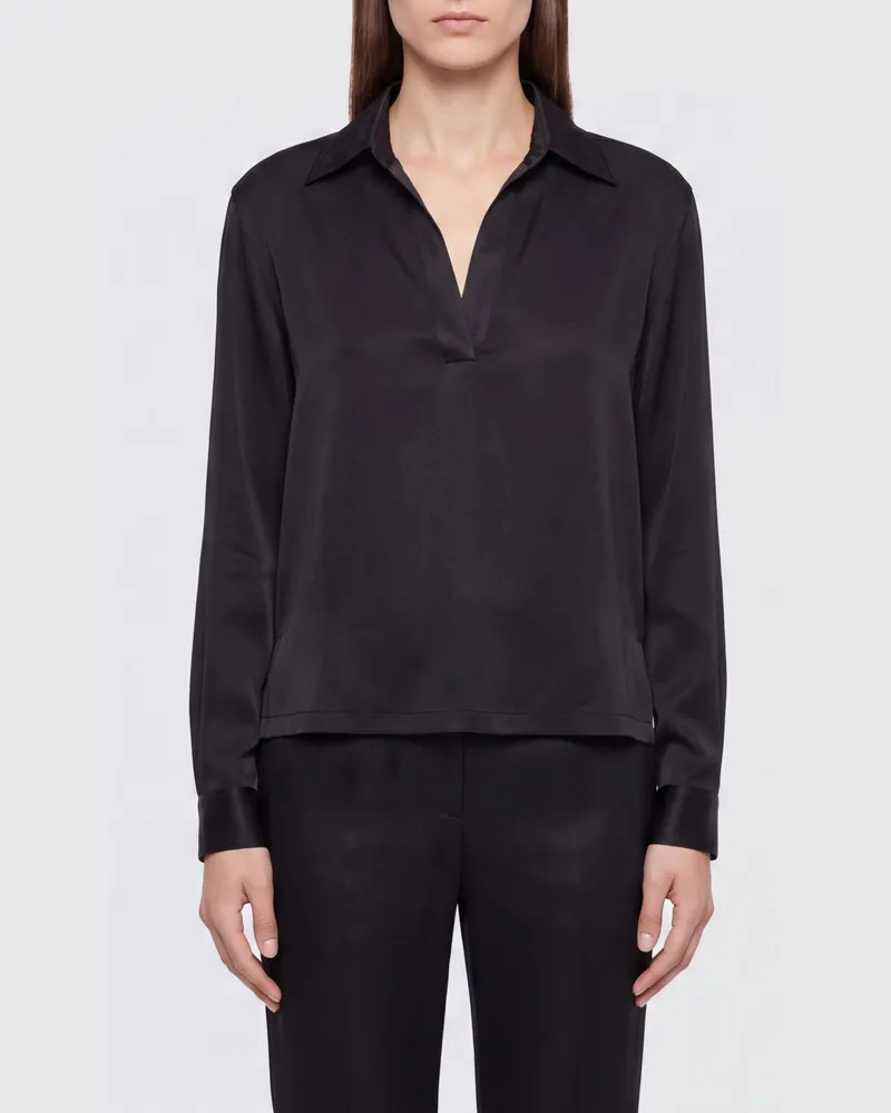 Tom Ford V-Ausschnitt-Seidenbluse mit langen, überschnittenen Ärmeln Schwarz