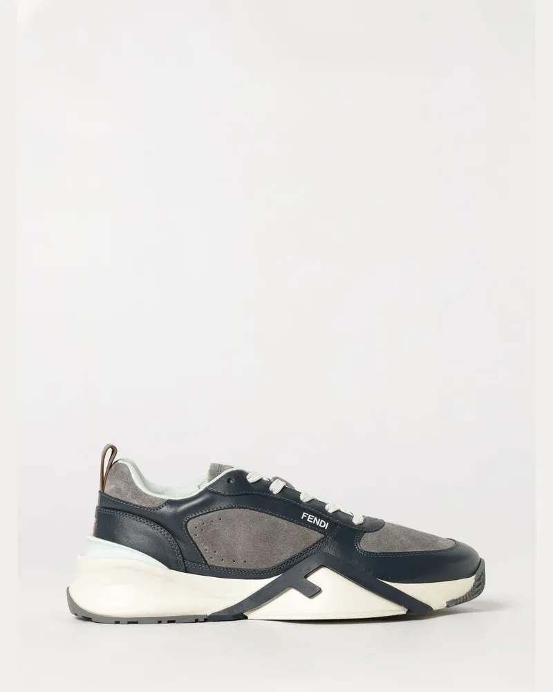 Fendi Low-Top-Sneaker Flow von aus Glatt- und Velours-Kalbsleder Blau