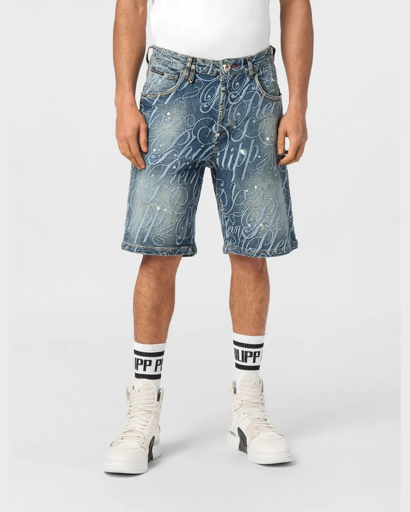 Philipp Plein Baumwoll-Denim-Bermudashorts im Five-Pocket-Design Denim