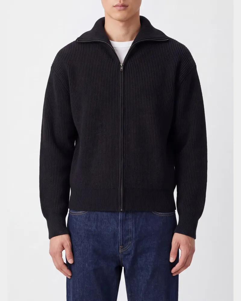 Christophe Lemaire Woll-Cardigan mit Reißverschluss und Stehkragen von Grau