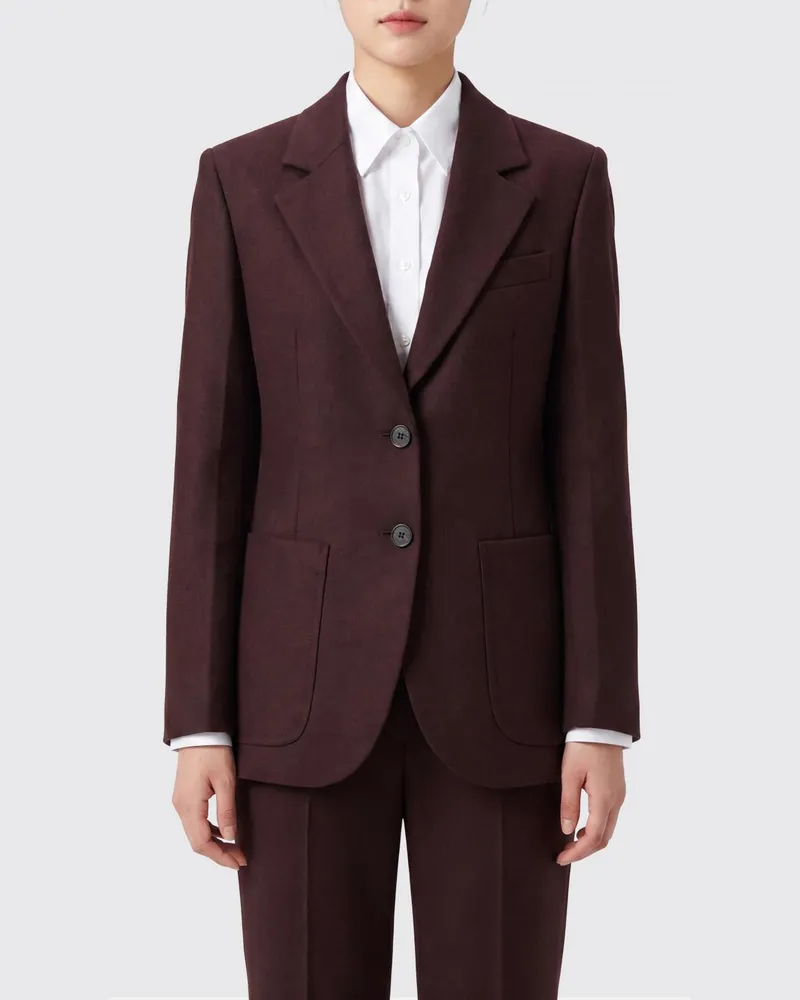 Victoria Beckham Einreihiger Blazer von aus reiner Wolle mit Reverskragen Violett