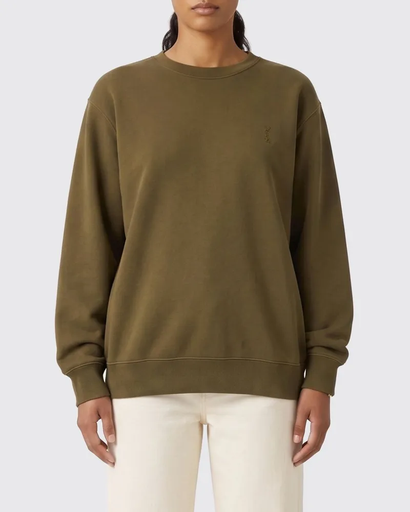 Saint Laurent Cassandre Baumwoll-Sweatshirt Grün