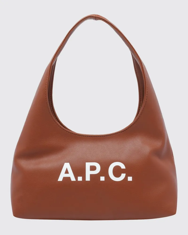 A.P.C. Ausgestellte Ninon Schultertasche aus Kunstleder mit Logo-Print Braun