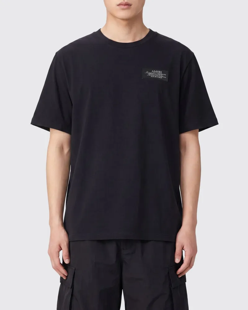 Amiri Rundhals-T-Shirt aus reiner Baumwolle mit kontrastierendem Logo Schwarz
