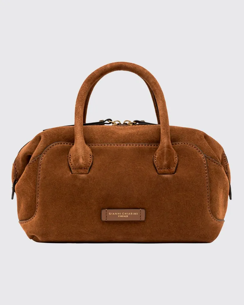 Gianni Chiarini Gemma Wildlederhandtasche mit doppeltem Reißverschluss Braun