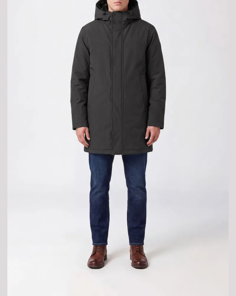 Herno Knielanger Parka aus Polyester mit verstellbarer Kapuze und Fleecefutter Schwarz