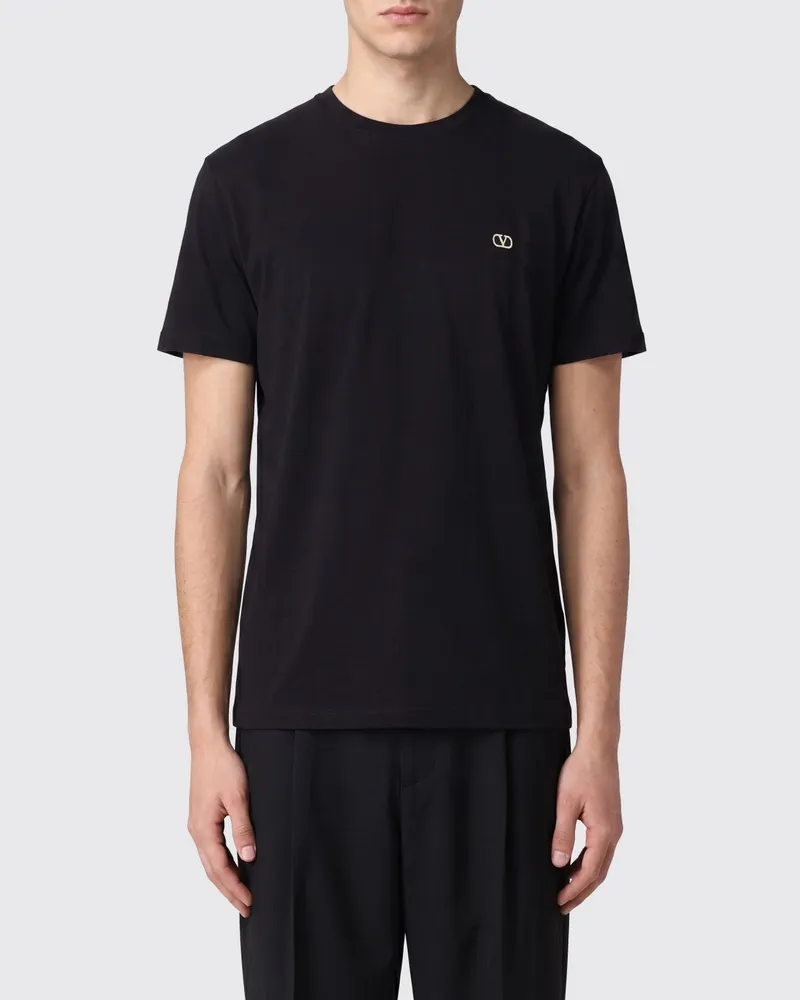 Valentino Garavani VLogo Signature T-Shirt aus Baumwolle mit Kontrastlogo Schwarz