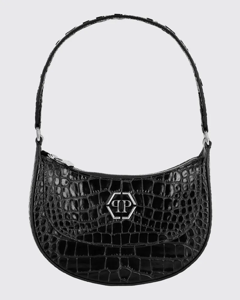 Philipp Plein Tasche aus Krokoprägeleder Schwarz