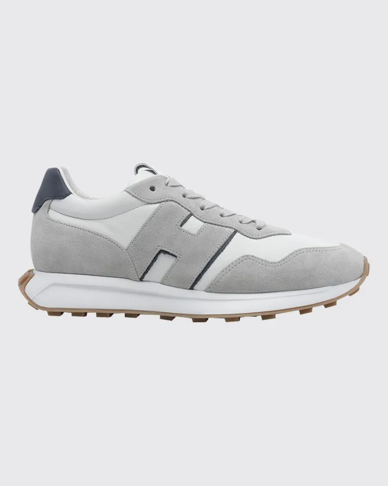Hogan H601 Sneakers aus Glatt- und Veloursleder mit gezackter Sohle Grau