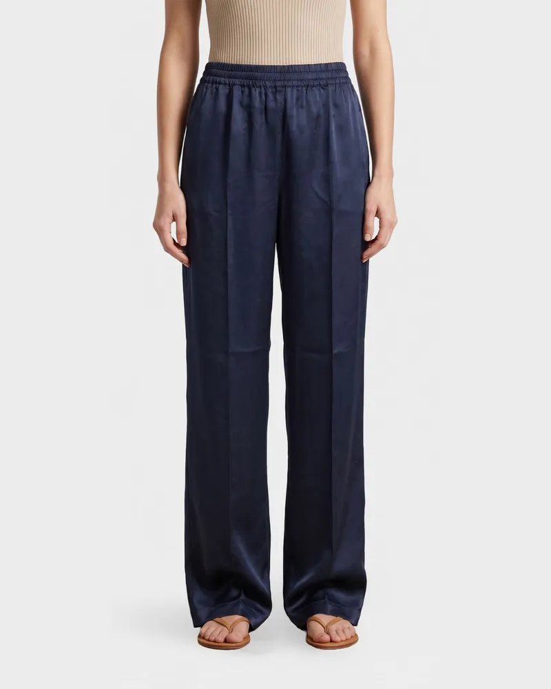 ASPESI Weite Seidenhose Blau