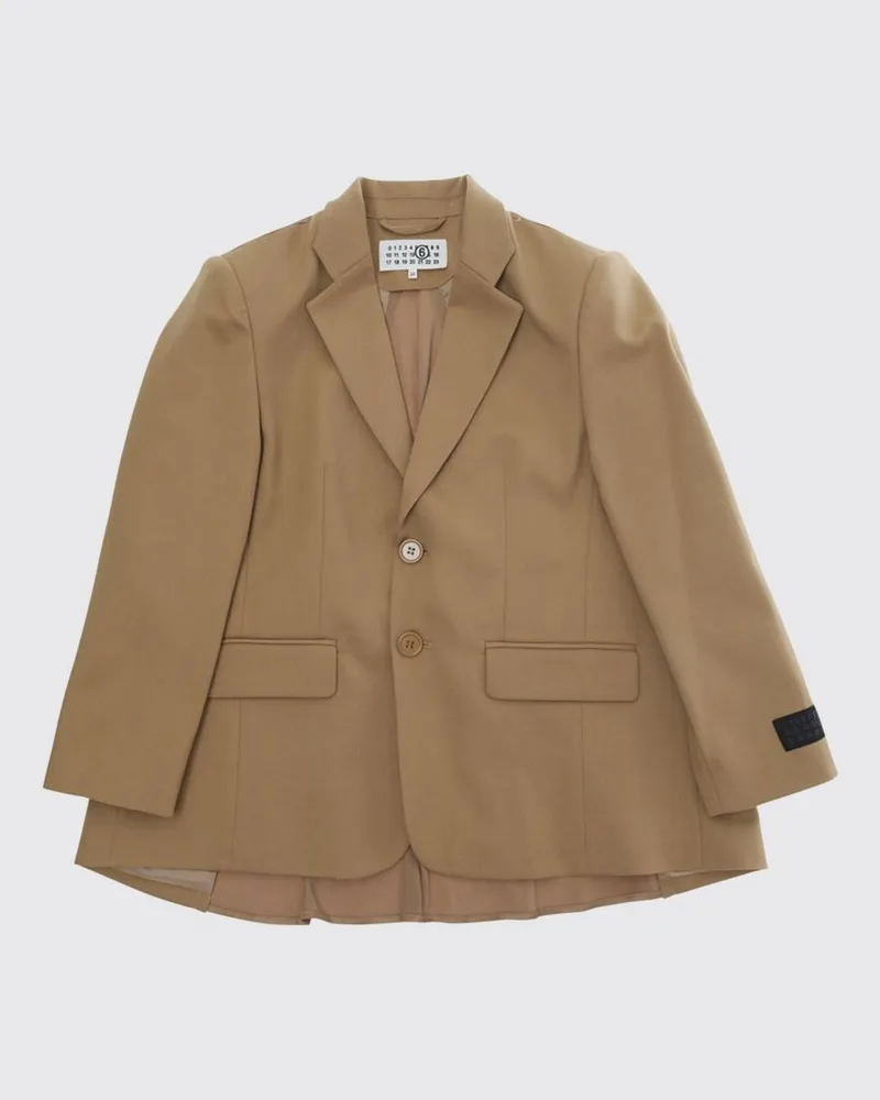 Maison Margiela Einreihiger Wollmischmantel für Jungen von mit Revers Camel